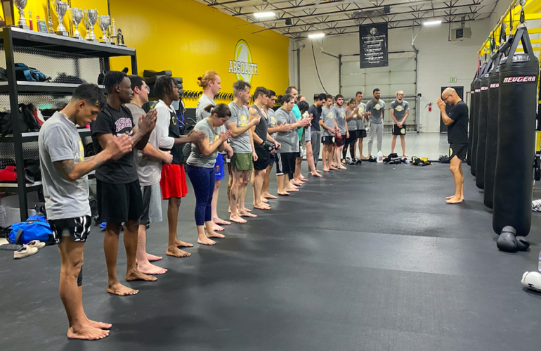 Muay Thai class closing out the training