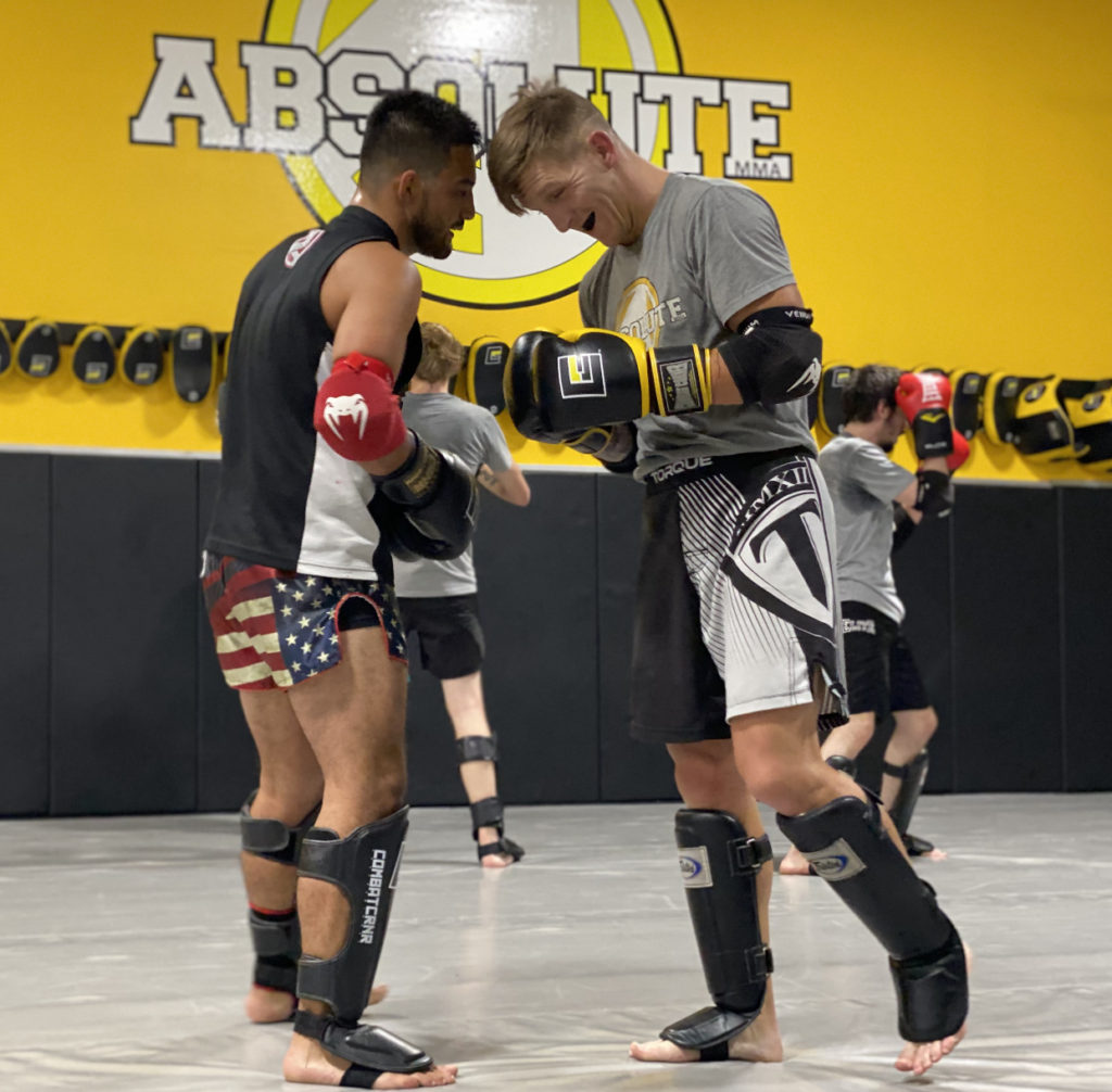 MMA fighters in sparring class