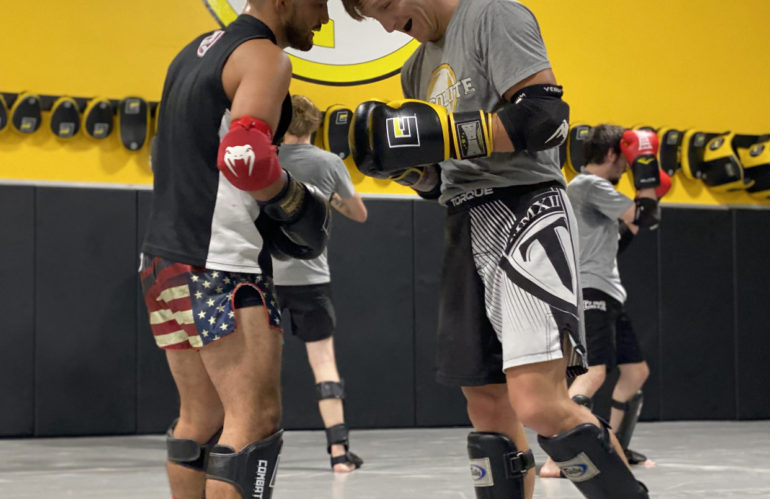 MMA fighters in sparring class